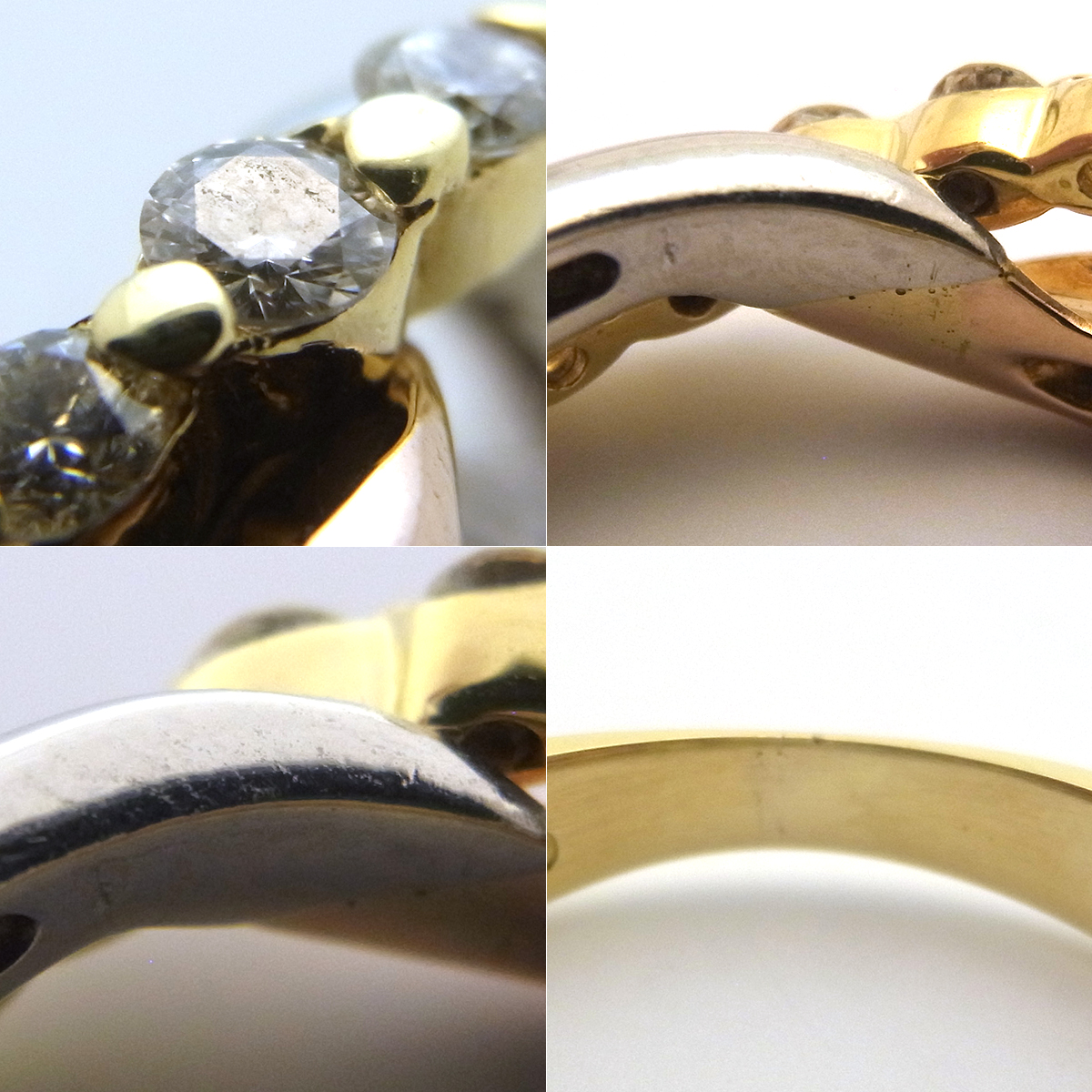 K18/Pt900 ダイヤモンド指輪 7.5号 スリーカラー ゴールドカラー