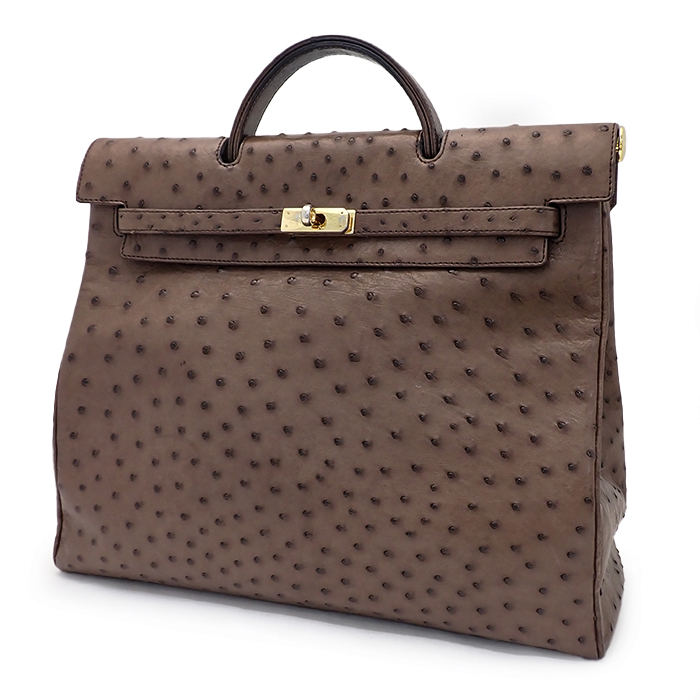 ゼウス(ZEUS) ハンドバッグ オーストリッチ ブラウン ハンドバッグ