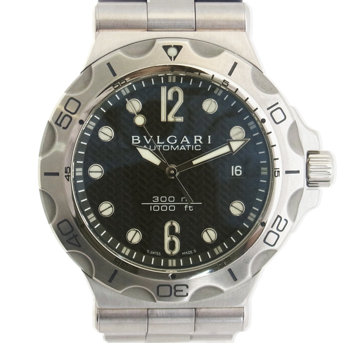 ブルガリ(BVLGARI) ディアゴノ スクーバ アクア デイト DP42SSD メンズ腕時計 SS AT 黒文字盤