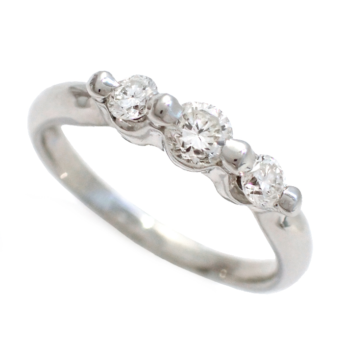 Pt900 ダイヤモンド 指輪 5号 ピンキーリング 新品仕上げ済み シルバーカラー