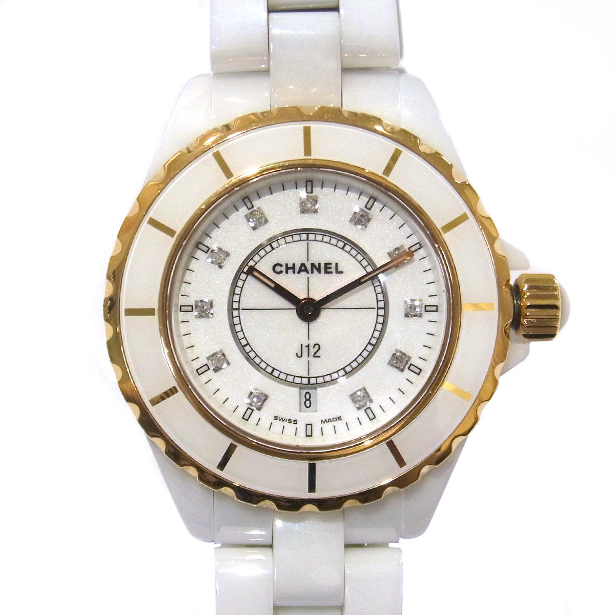 シャネル(CHANEL) J12 H2181 白文字盤 白セラミック レディース 腕時計 ホワイト