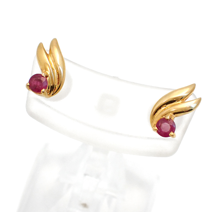 K18 ルビー ピアス ゴールドカラー