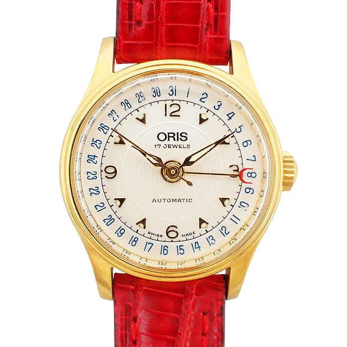 オリス(ORIS) ポインターデイト 7405B レディース腕時計 ゴールド レッド レザー