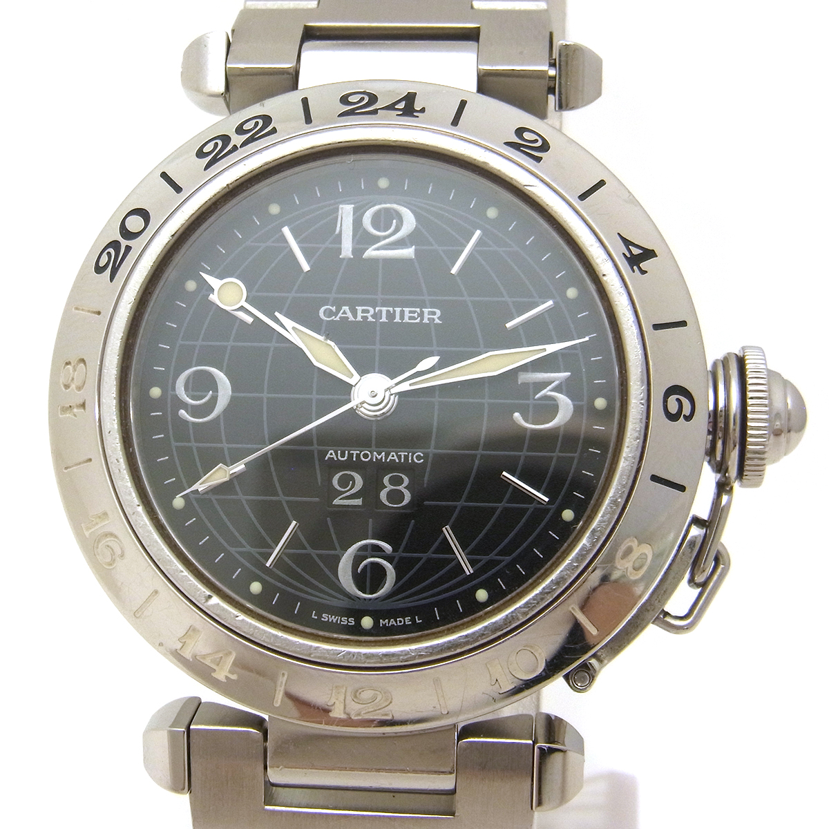 カルティエ（Cartier）パシャC メリディアン W31049M7 メンズ腕時計 黒文字盤