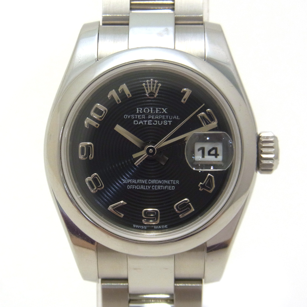 ロレックス(ROLEX) DATE JUST デイトジャスト 179160 D番 腕時計 黒アラビア文字盤