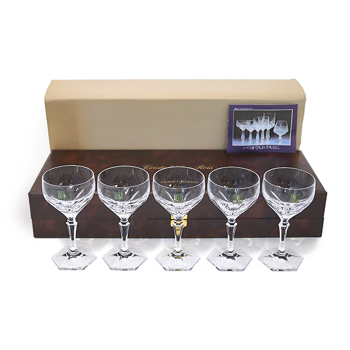 ホヤ クリスタル(HOYA CRYSTAL) クリスタル デ ロア Crystal Des Rois カクテルグラス 5点セット 六角 ケース付き クリア