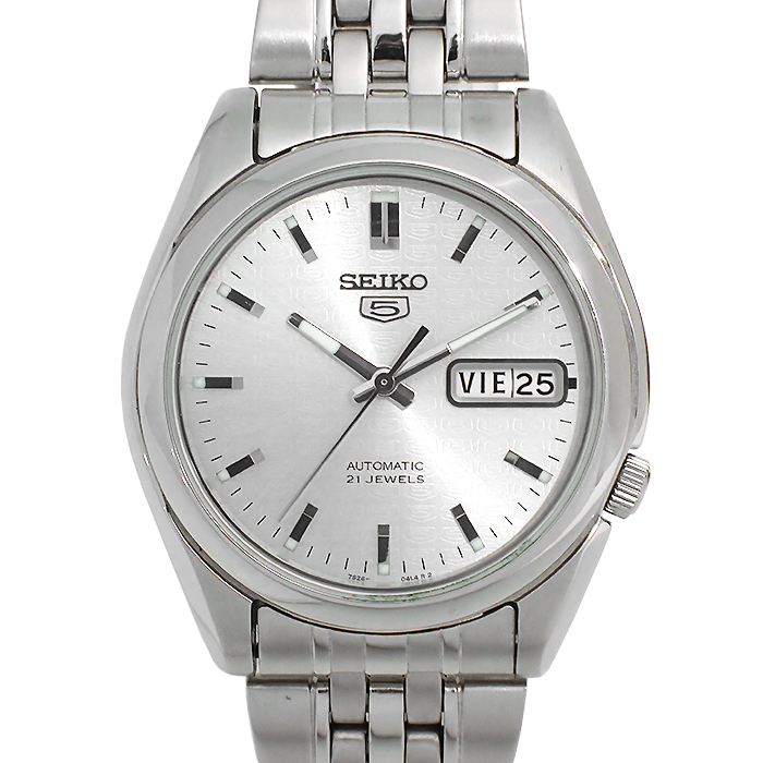 セイコー(SEIKO) セイコー5 7S26-01V0 海外モデル メンズ腕時計 シースルーバック 裏スケルトン 箱・保証書付き シルバー文字盤