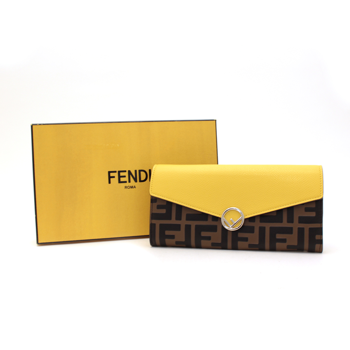 フェンディ(FENDI) コンチネンタル財布 8M0251 ズッカ イエロー