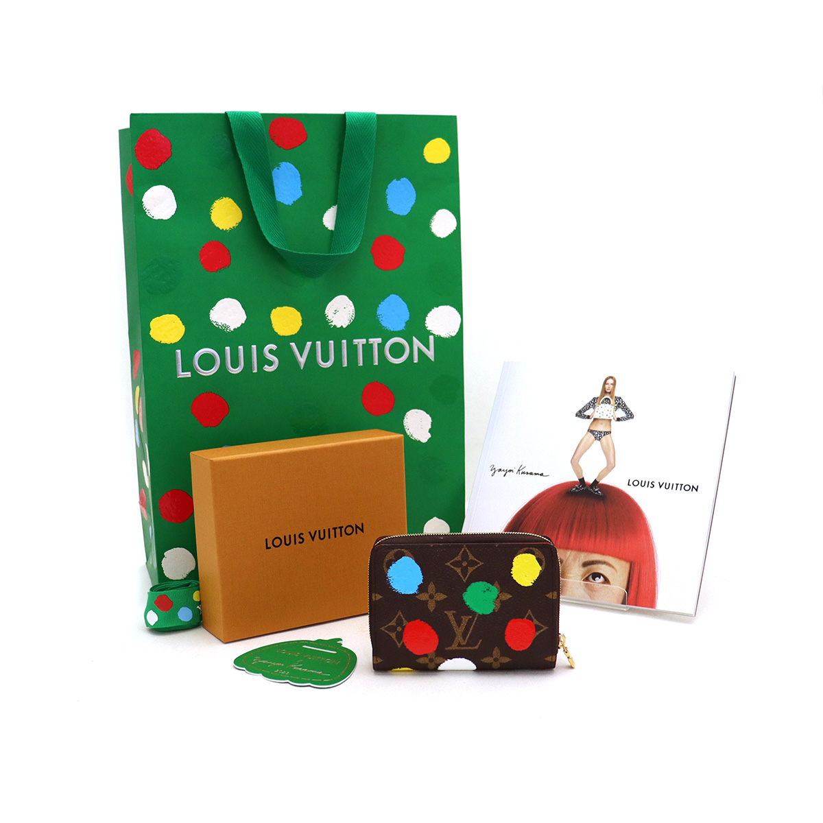 ルイヴィトン(Louis Vuitton) ＬＶ×ＹＫ ポルトフォイユ・ルー M81981 RFID ドットペイント ブラウン