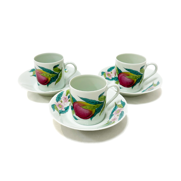 ポーセリン・ド・パリ(PORCELAINE DE PARIS) デミタスカップ&ソーサー 3客セット For Tiffany グリーン