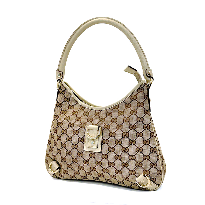 グッチ(GUCCI) アビー ショルダーバッグ 130738 GGキャンバス レザー アイボリー ベージュ ゴールド金具