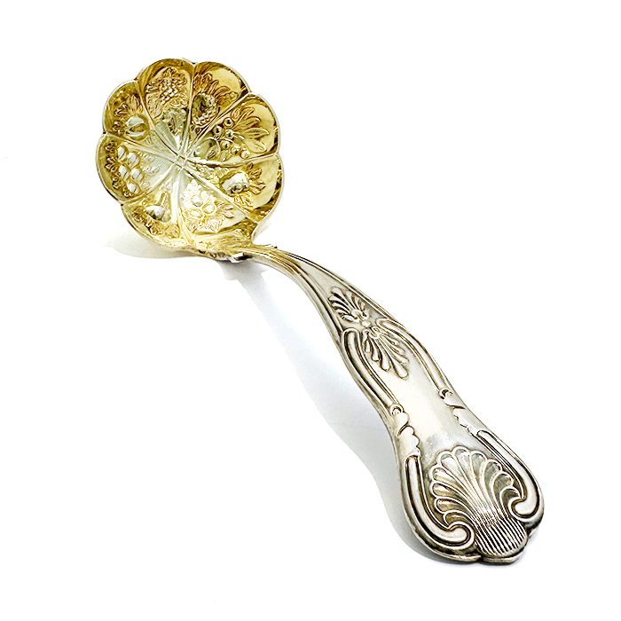 英国 シェフィールド製 (SHEFFIELD)  EPNS A1 ソースレードル 銀メッキ 金彩 カトラリー 花柄
