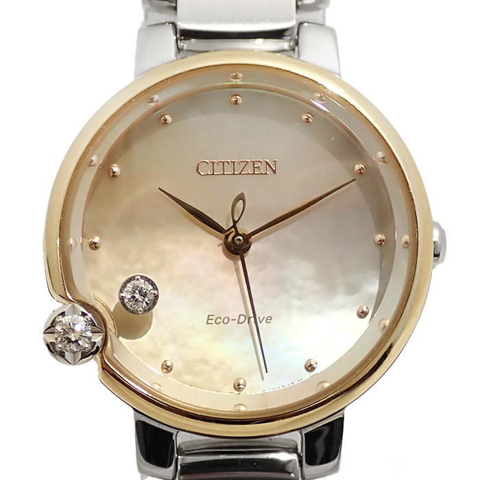シチズン(CITIZEN) シチズン エル エコドライブ ラウンドコレクション ソーラー ダイヤモンド EW5586-896Y シェル文字盤 レディース