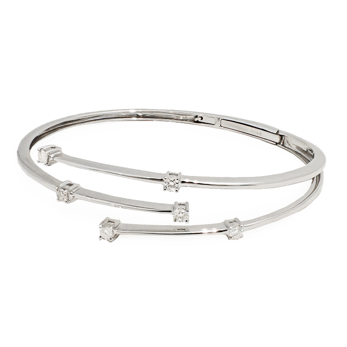 750WG ダイヤモンド バングル ホワイトゴールド シルバーカラー